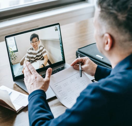 men in a videomeeting